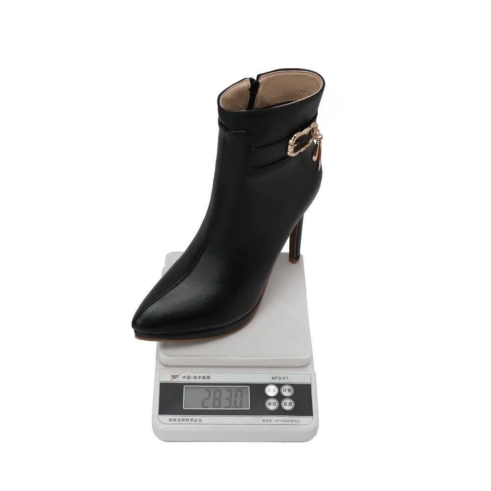 Red High Heel Pointed Toe Ankle Boots