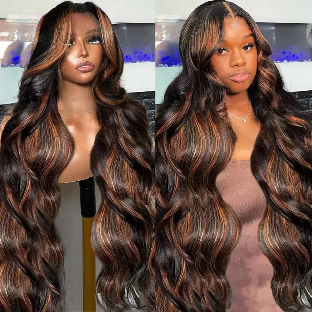 Transparent Lace Highlight Body Wave Human Hair Wig For Women
