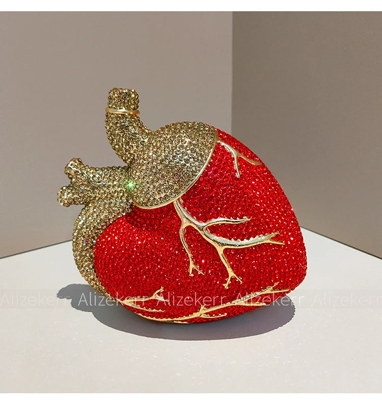 Gorgeous Rhinestone Heart Shaped Evening Bag for Women