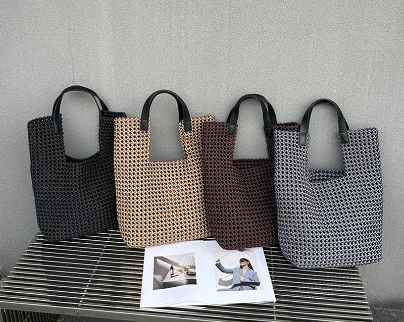 Rope Woven Shoulder Tote Bag