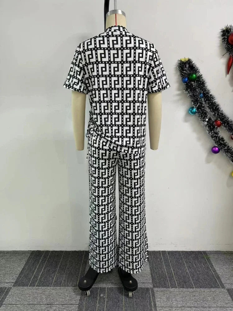 Printed Summer Two-Piece Pants Set