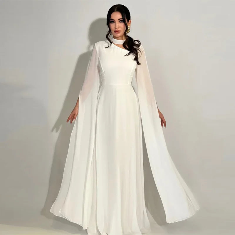 Solid Color Lace Up Cape Sleeve Maxi Dress For Women