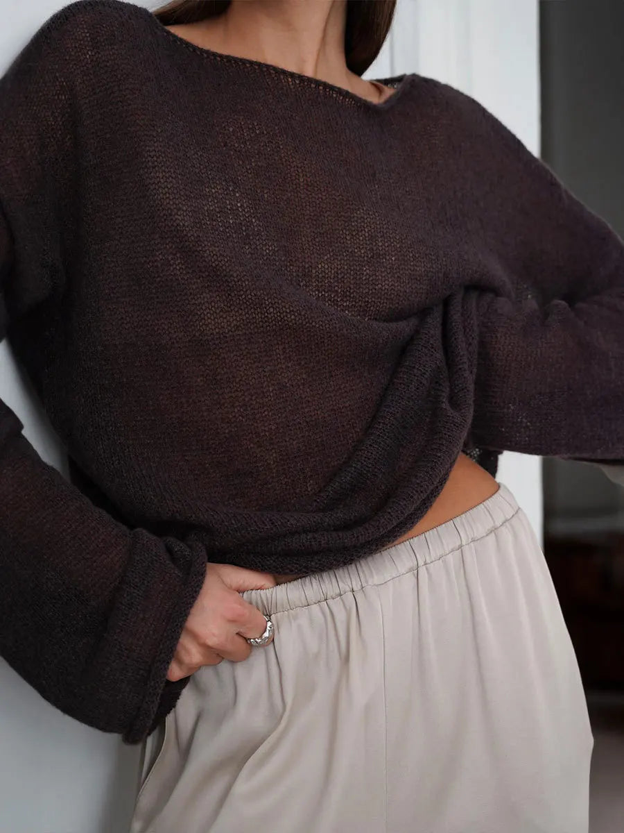 Sheer Hollow Knit Sweater