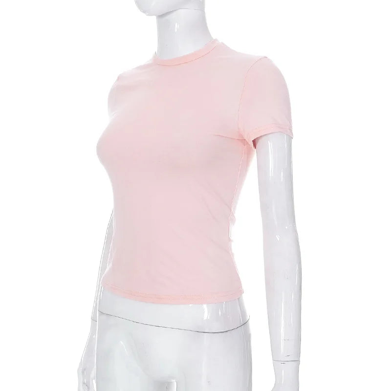 Casual Stretchy Short Sleeve O Neck T Shirt for Women