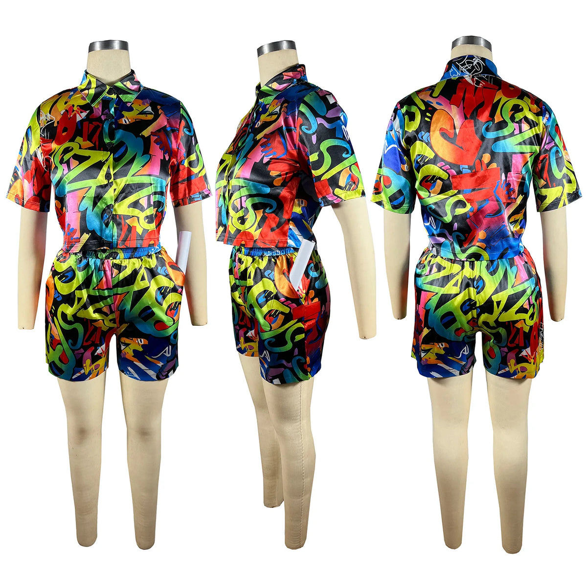 African Print Dashiki Two Piece Set With Shorts for Women
