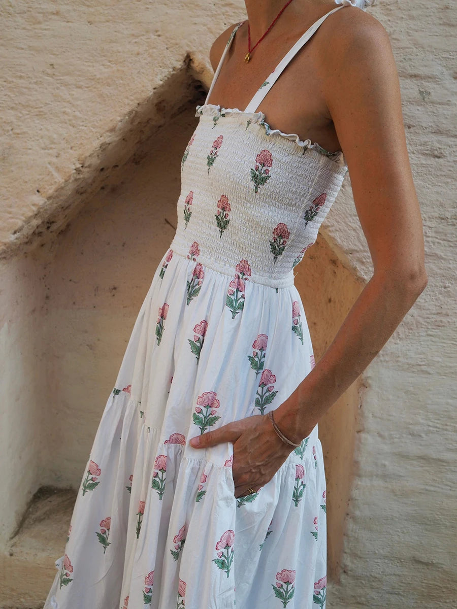 Women'S Sleeveless Printed Lace Up Dress Casual Summer Printed Lace Up A-Line Party Dress Suitable For Holiday Beach Street Wear