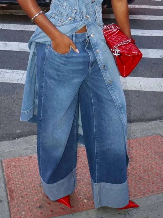 Beautyblue Jeans Women Long Pants Elegant Zipper Jean Pants 2025 Summer Multi-pocket Bottom Denim Ankle Straight Length Trousers