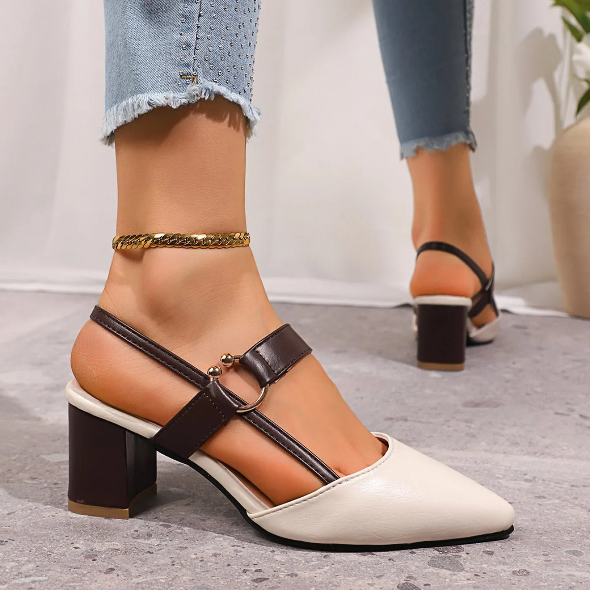 Elegant Pointed Toe Slingback High Heel Sandals for Women