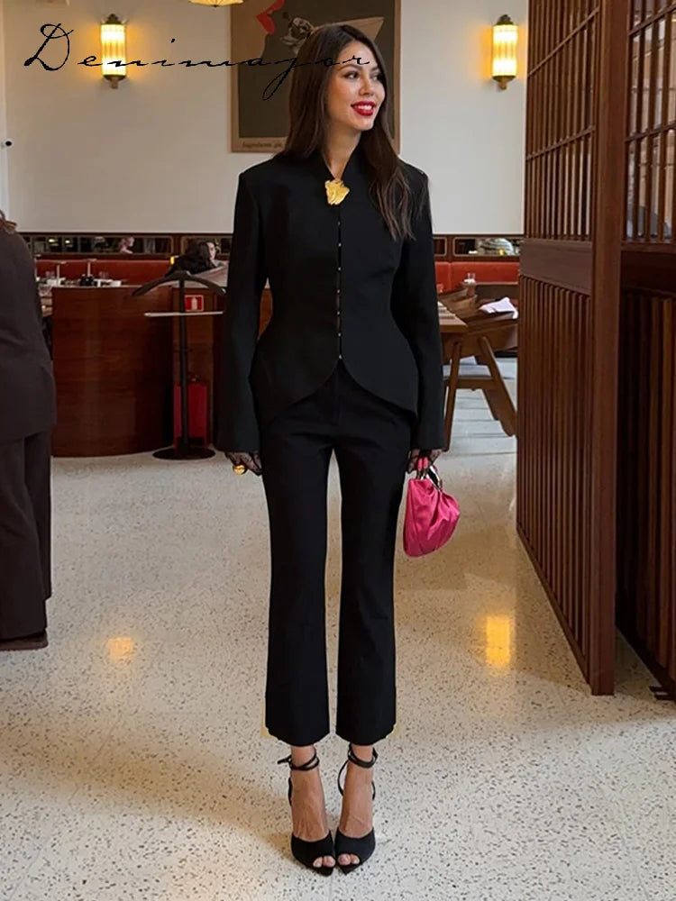 Mermaid Hem Long Sleeve Single Breasted Blazer for Women