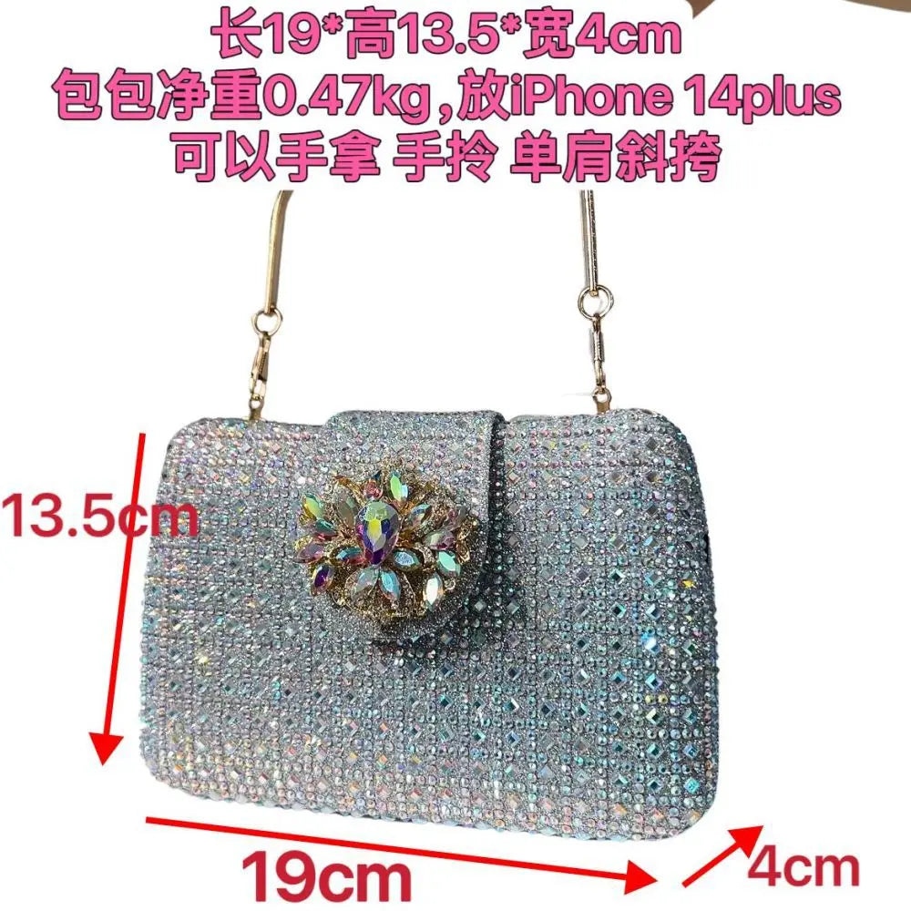 XIYUAN Lady Crystals Evening Bags Women 2024 Sparkling Diamond Evening Handbags Metal Clutch Purses And Handbag Wedding Purse