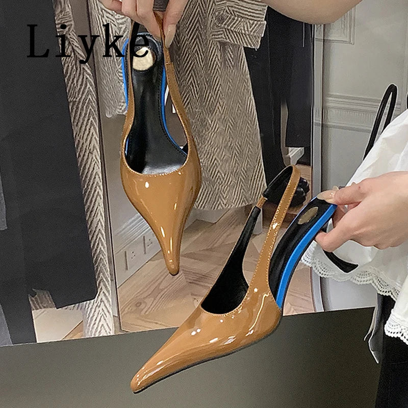 Wine Red Patent Leather Pointed Toe Stiletto Heels for Women