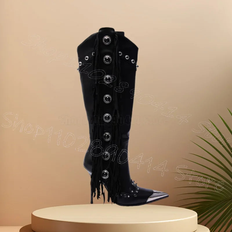 Pointed Toe Side Zipper Boots With Thin Heel for Women