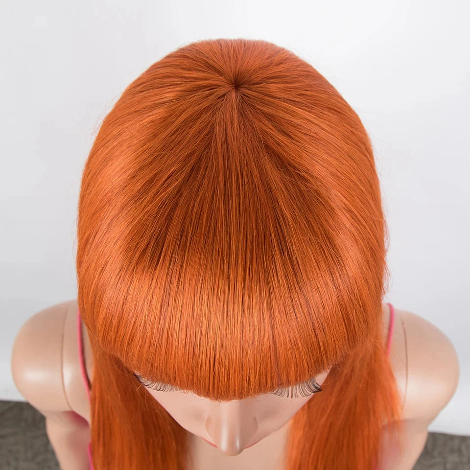 Glueless Straight Human Hair Wig With Bangs for Women