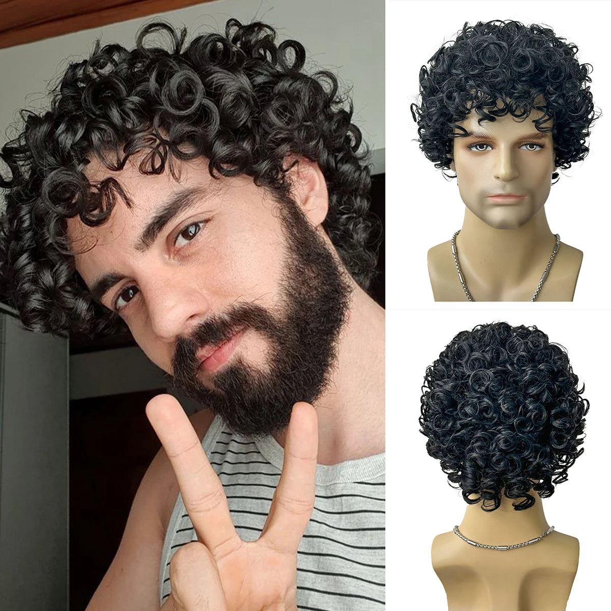 Layered Curly Afro Synthetic Wig