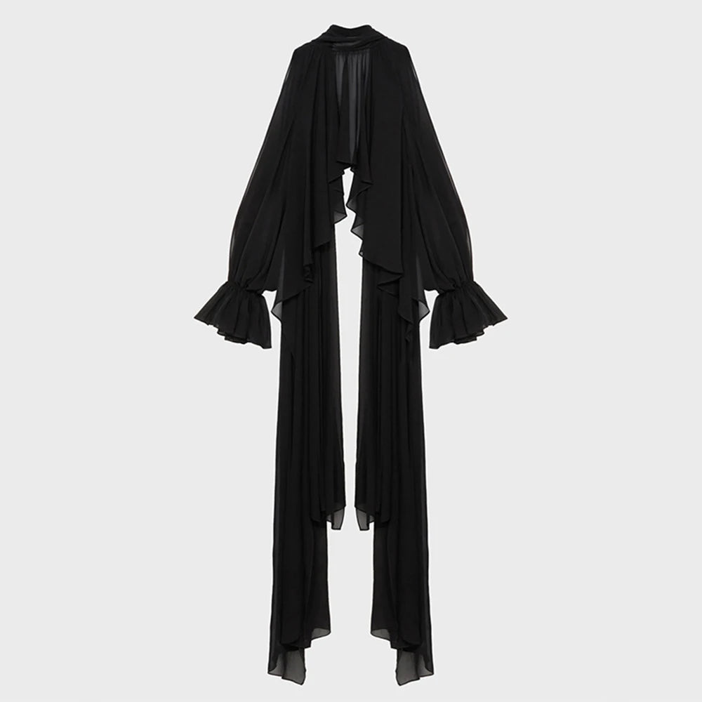 Loose Fit Asymmetrical Hem Chiffon Blouse for Women