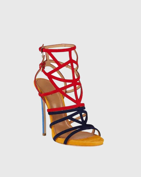 Metal Embellished Strappy High Heel Sandals for Women