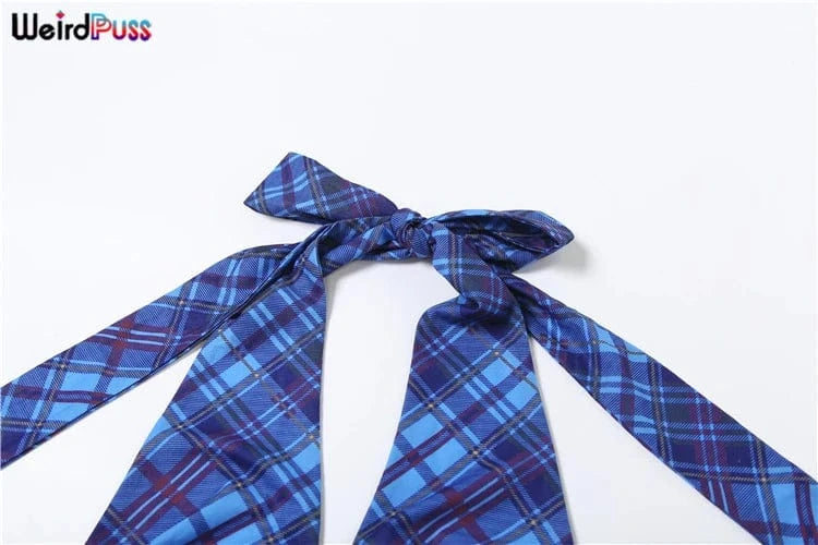 Weird Puss Bandage Button Tops Woman Summer Plaid Print Sexy Deep V-Neck Halter Skinny Wild Hipster Y2K Fashion Party Streetwear