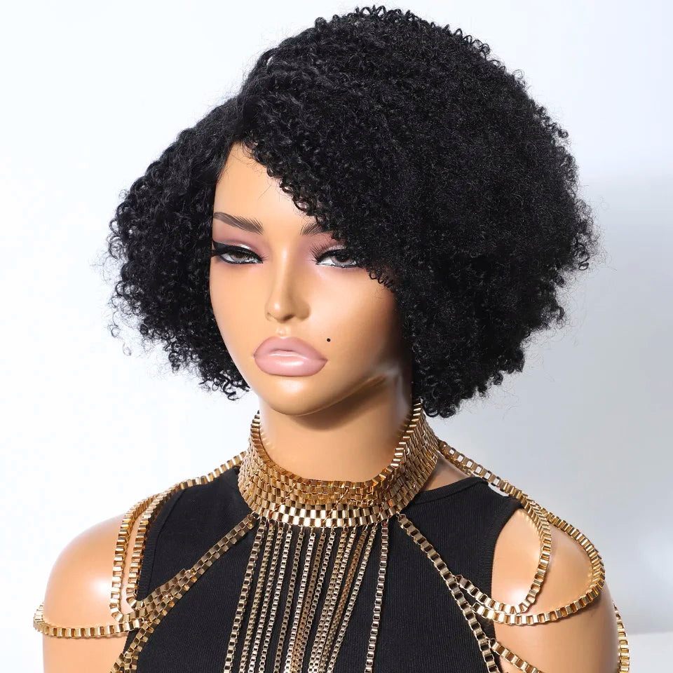 Glueless Short Curly Pixie Lace Bob Hair Wig for Women