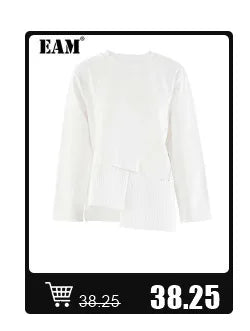 [EAM] Women Black Denim Burr Irregular Big Size Casual T-shirt New V-Neck Half Sleeve Fashion Tide Spring Summer 2025 1DJ1392