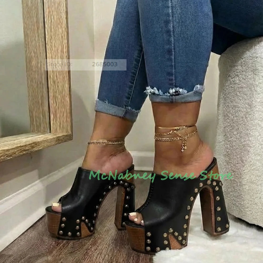 Summer Open Toe Platform Chunky Heel Sandals For Women