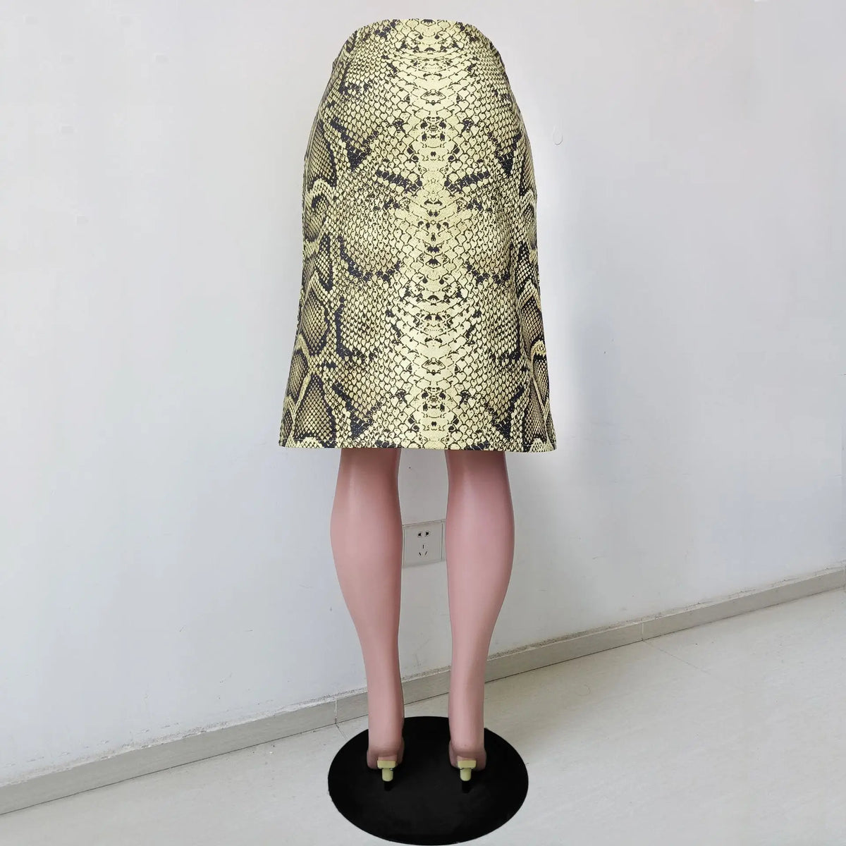 Snake Print High Waist Slim Fit Midi Skirt for Women