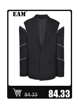 [EAM] Women Blue Pleated Hem Long Big Size Blouse New Stand Collar Long Sleeve Shirt Fashion Tide Spring Autumn 2025 1DH5707