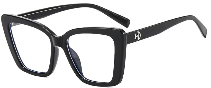 Vintage Black Floral Square Reading Glasses With Blue Light Filter for Women