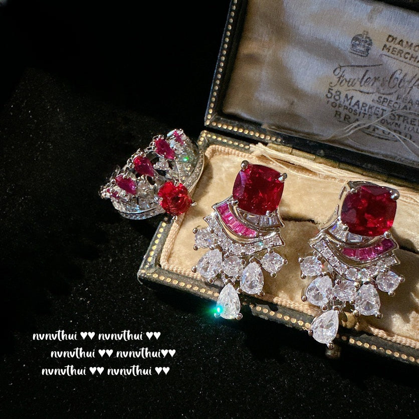 Water Drop Cubic Zirconia Earring and Ring Set for Women