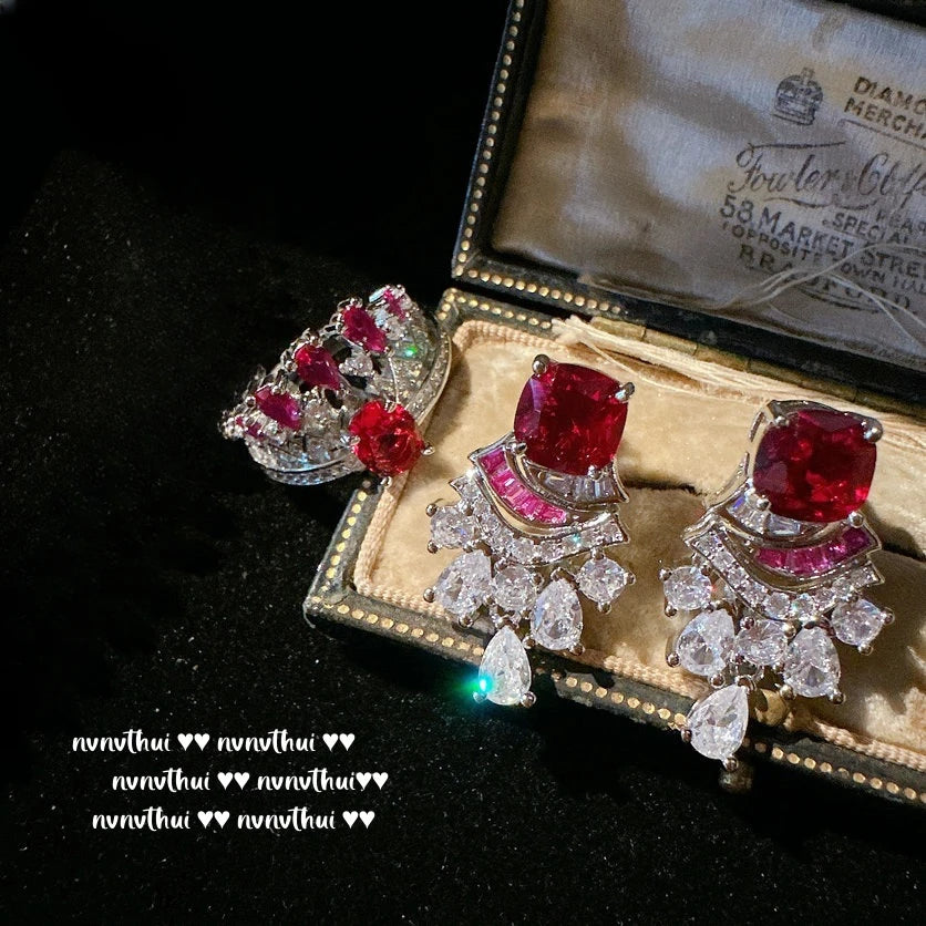 Water Drop Cubic Zirconia Earring and Ring Set for Women