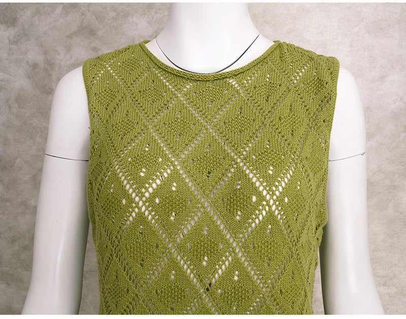 Sexy Cut Out Slit Knit Mesh Swimsuit Cover Up Pareo Tunic 2025 Summer Beach Maxi Dress Bikini Cover-ups Women Beachwear A2318