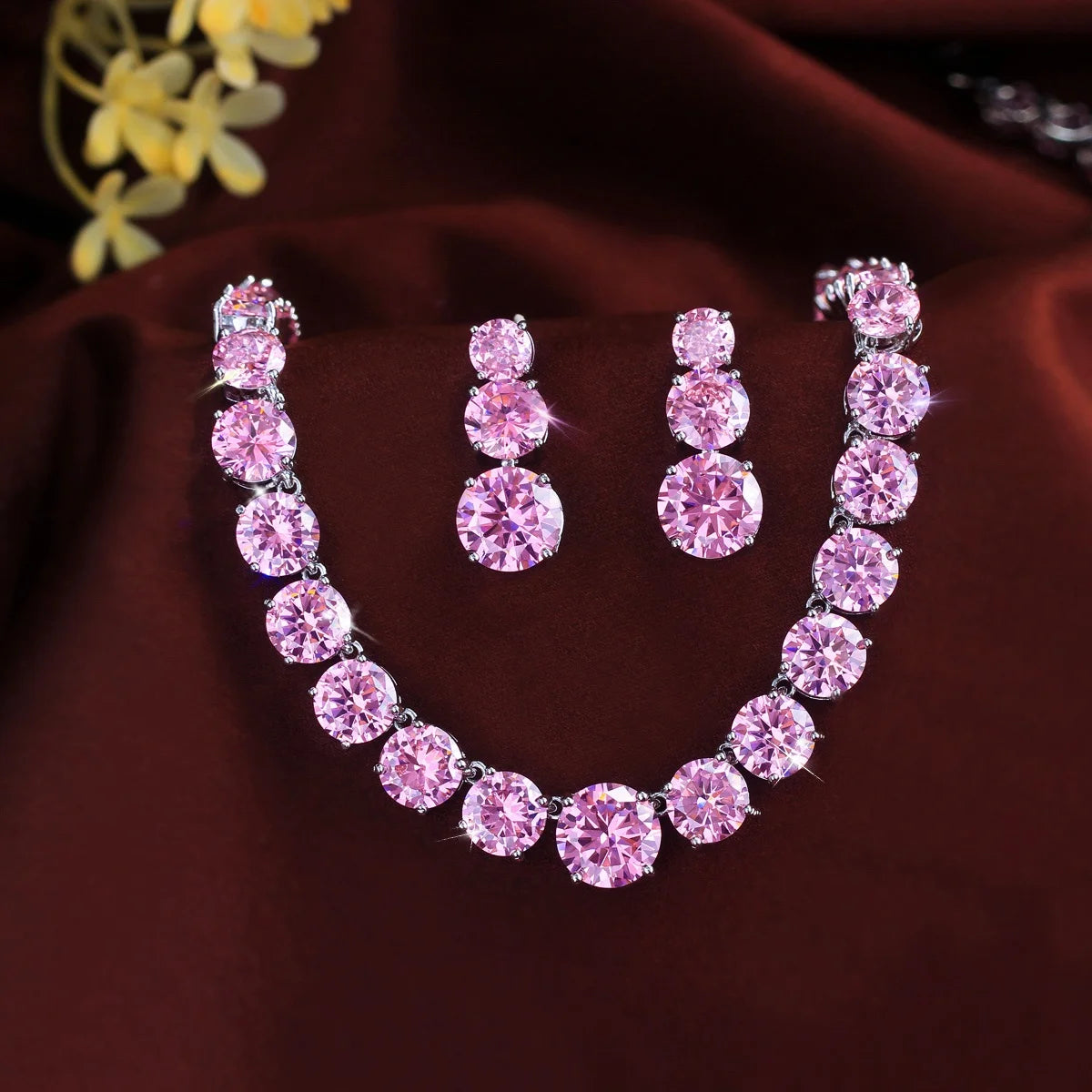 Purple CZ Necklace And Earring Set