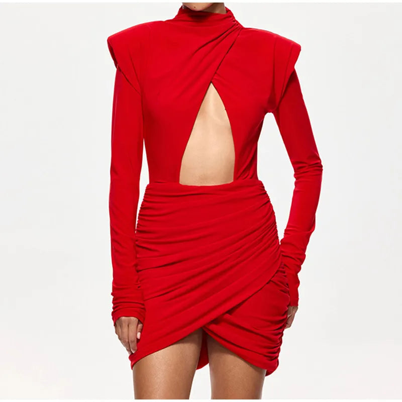 Hollow Out Pleated Mini Dress