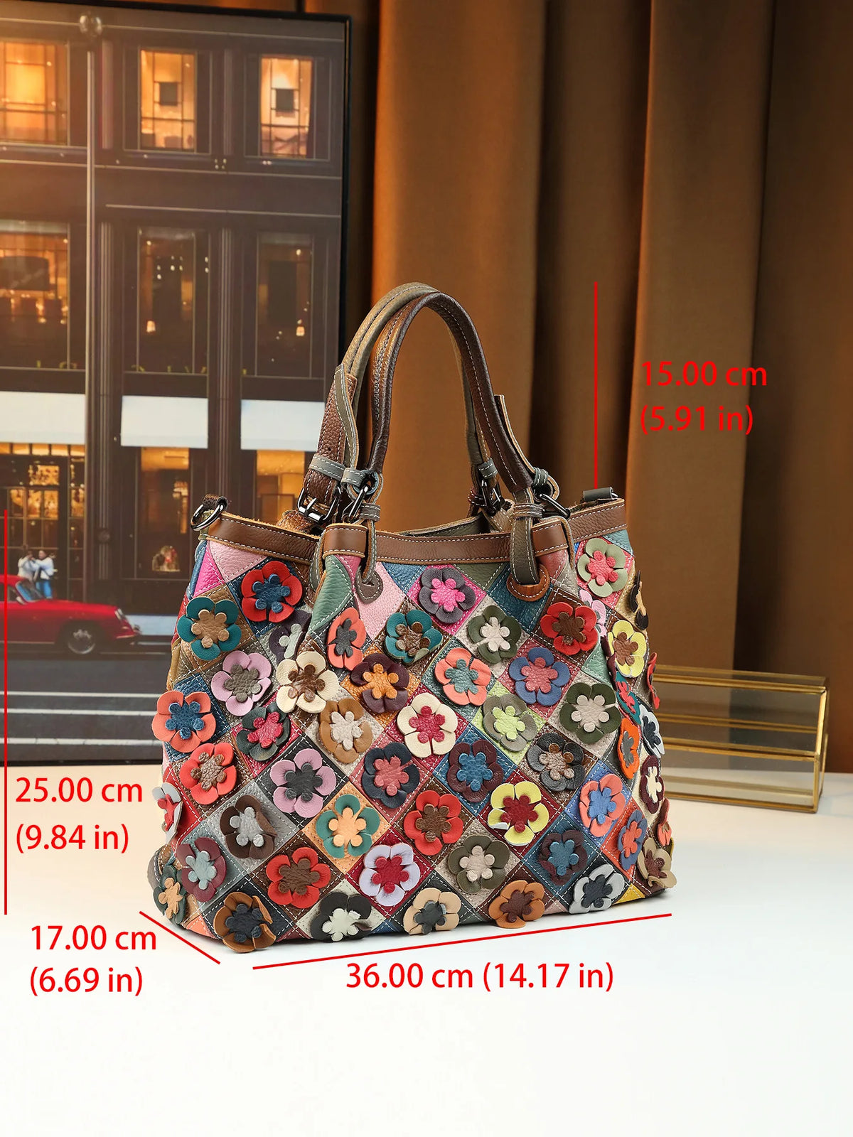 ABQP New Women's Handbag Made of Genuine Leather Hand Woven Women's Single Shoulder Crossbody Bag Color Spliced Women's Bag