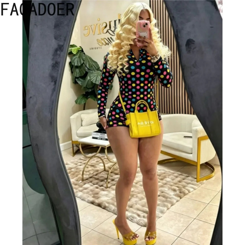 Cute Colorful Polka Dot Print Two-Piece Set for Women