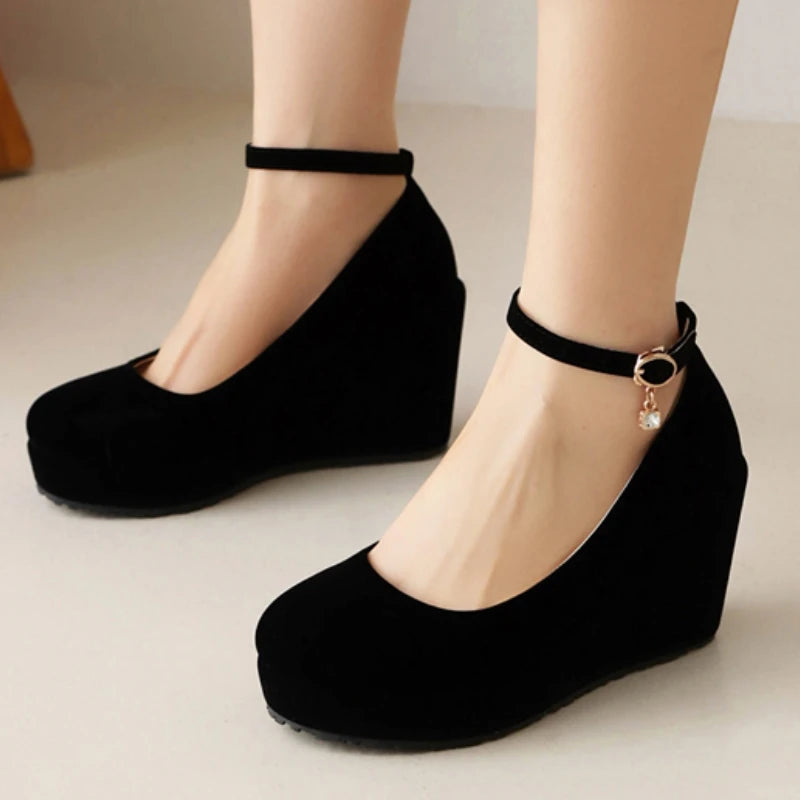 Buckle Strap Platform Wedge Heels
