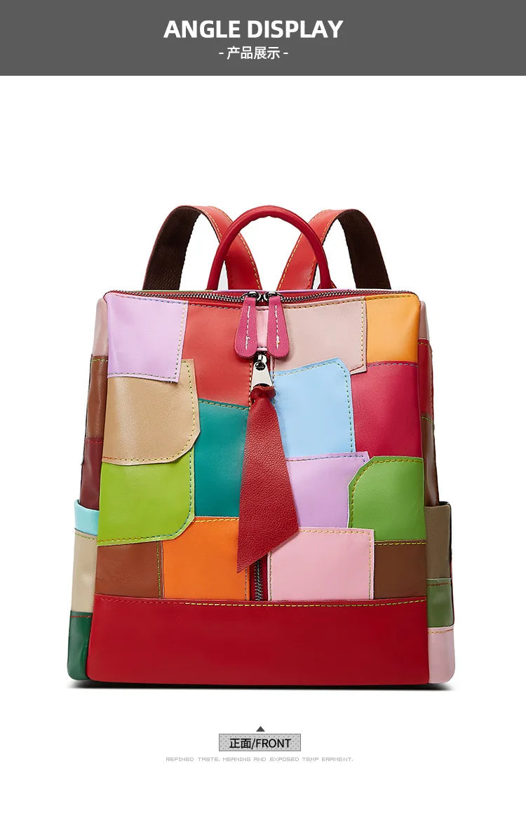 Large Capacity Internal Backpack Fashion Color Splicing Irregular Backpacks Outdoor Daily Handbag Casual Female Bag