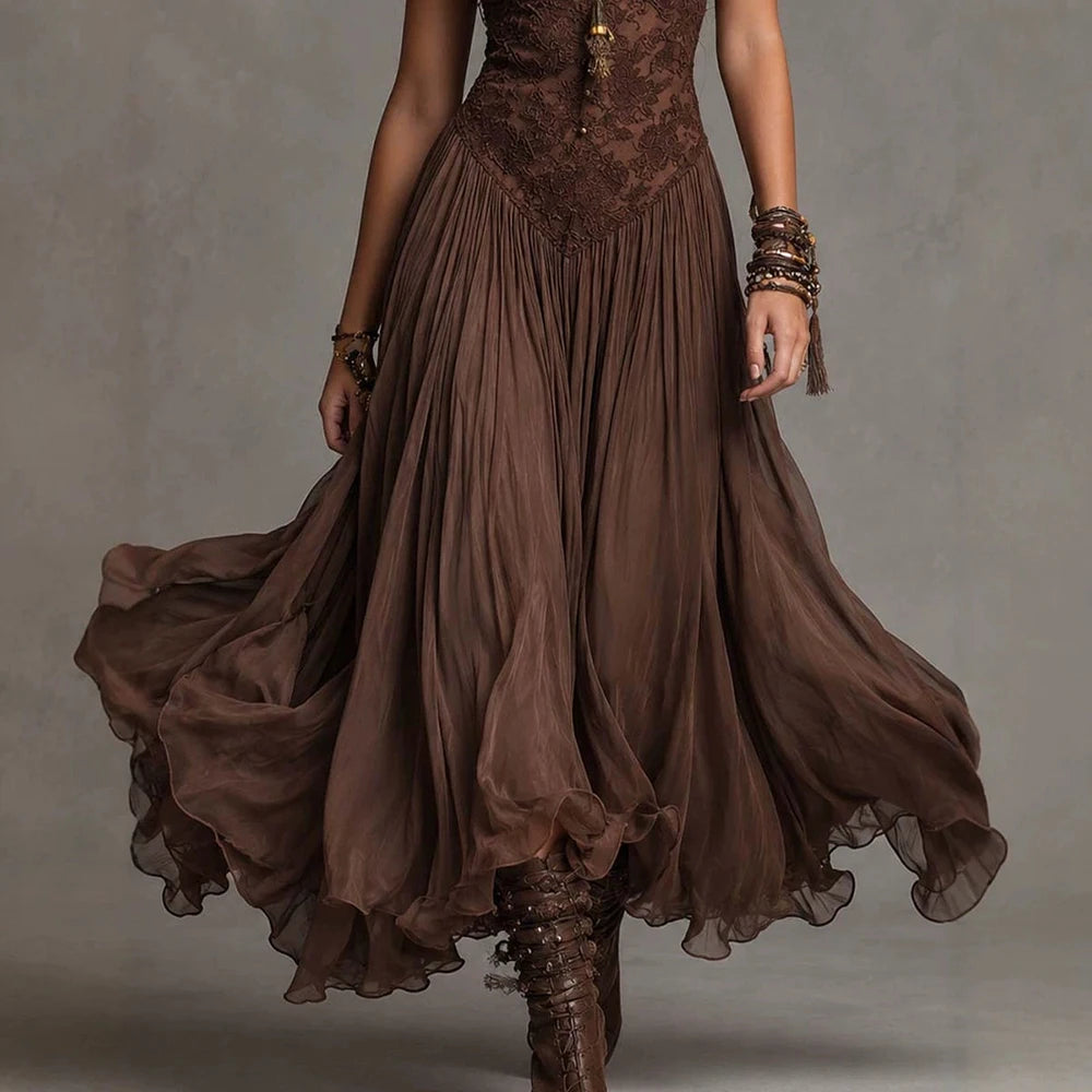 Boho Sheer Lace Midi Dress