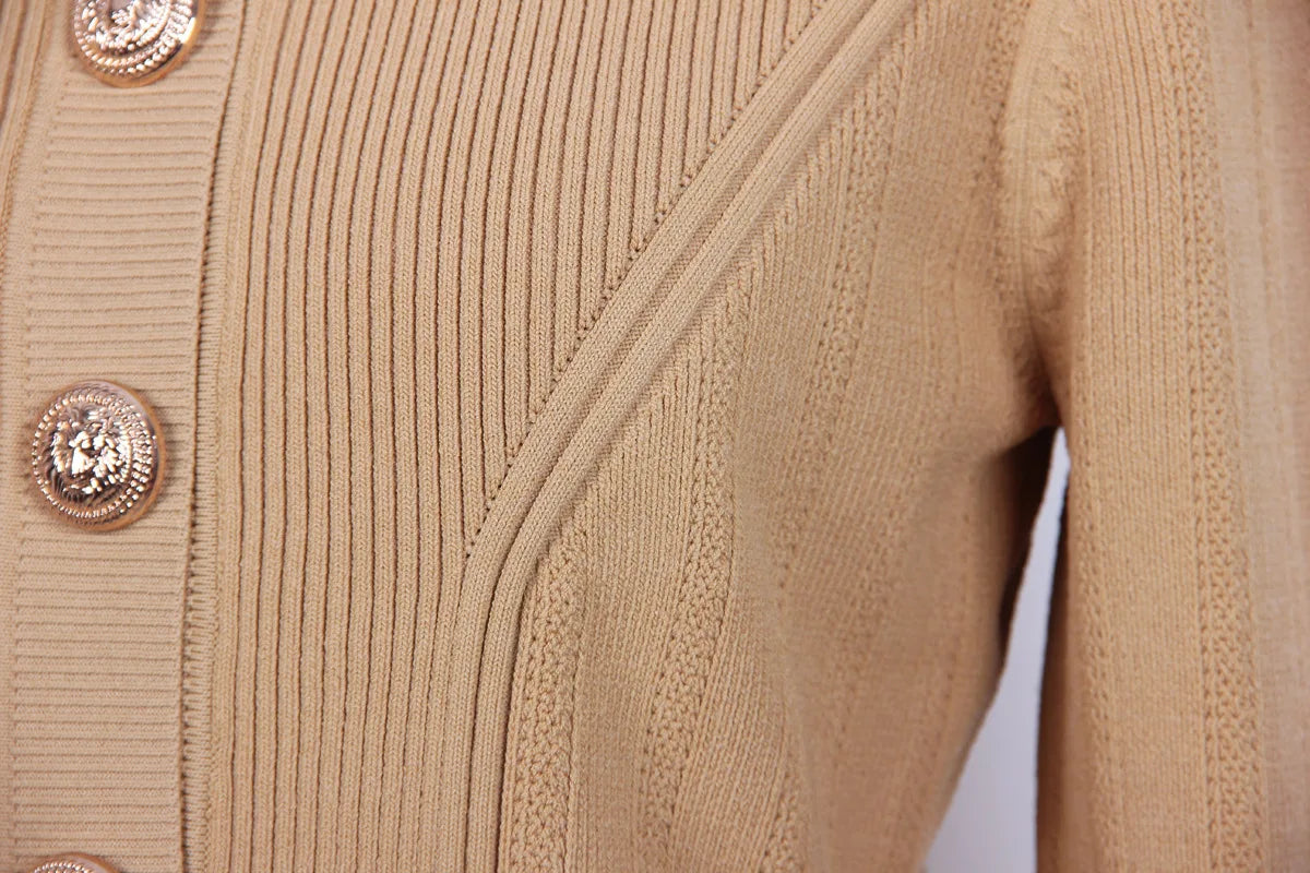 2025 Autumn New Fashion Crew Neck Long-sleeved Top Commuter Single-breasted Slim-fit Sweater Cardigan Jacket for Women