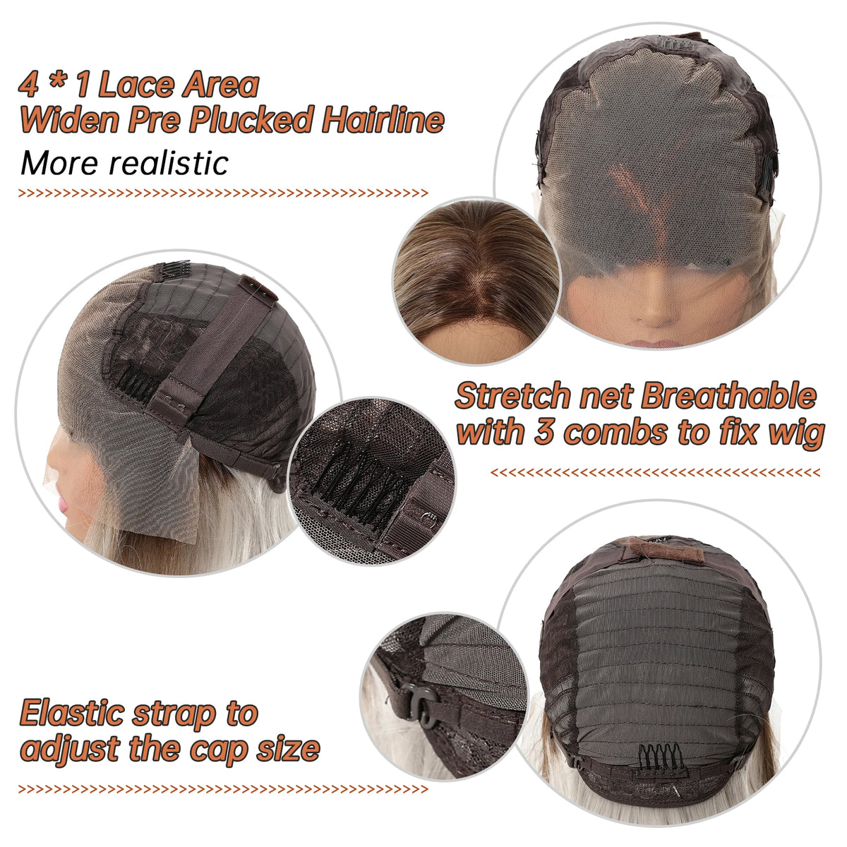 Short Ombre Platinum Blonde Lace Front Wig for Women