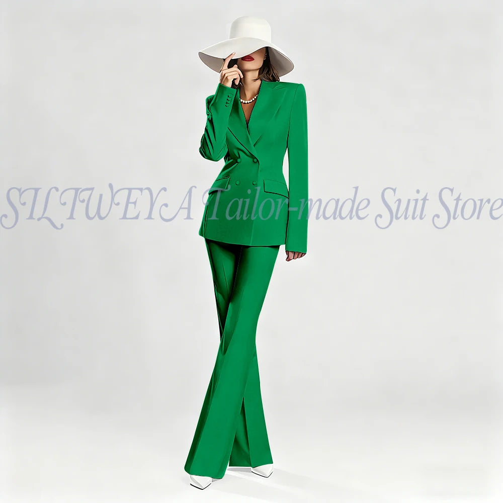 Slim Fit Double Breasted Blazer Suit Set for Women