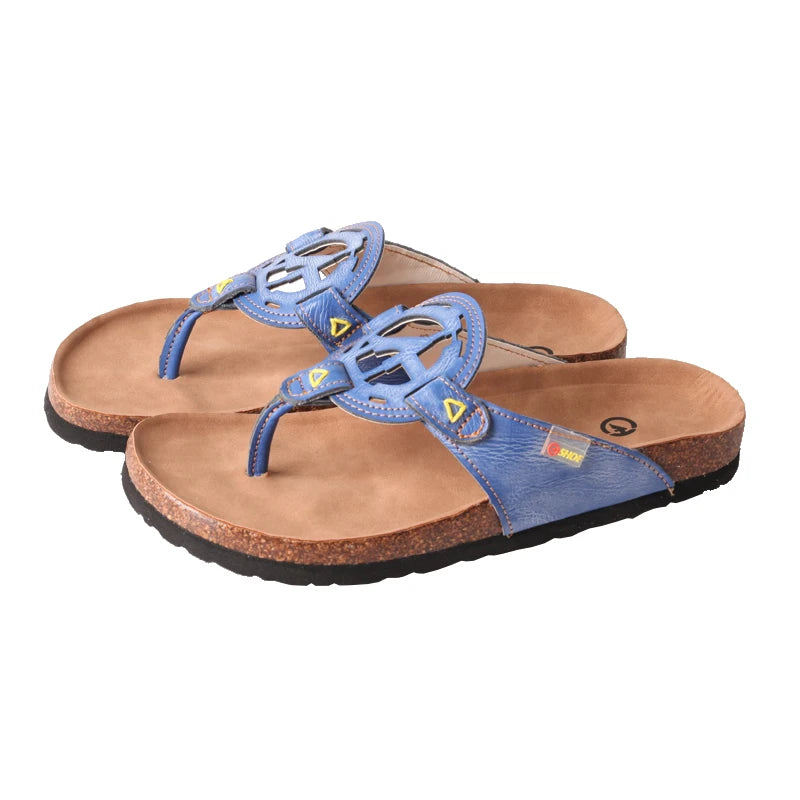 Herringbone Leather Flat Slippers