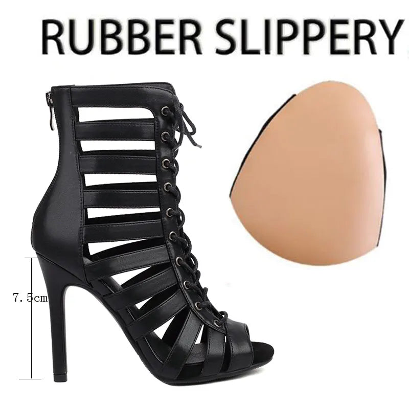Lace Up High Heel Ballroom Dance Ankle Boots for Women