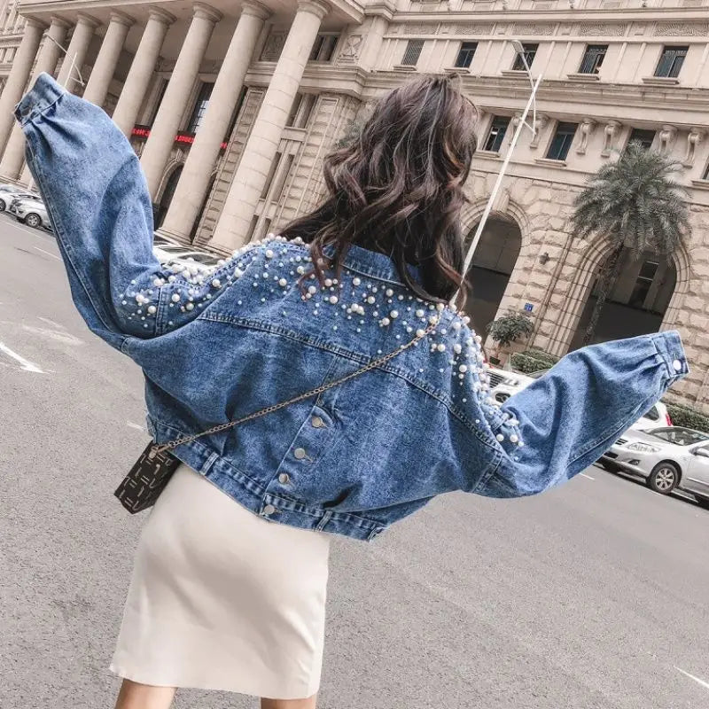 Designer Trend Woman Coat Special Winter Denim Jacket Sequin Fringe Crop Jean Jackets for Women 2025 Spring Autumn Coats Novelty