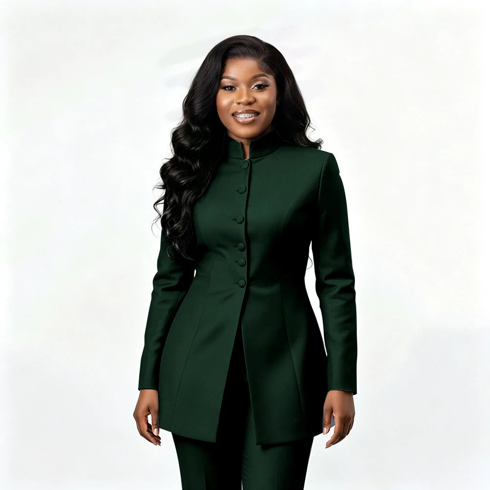 Smart Casual Two Piece Knit Blazer Set with Pants for Women