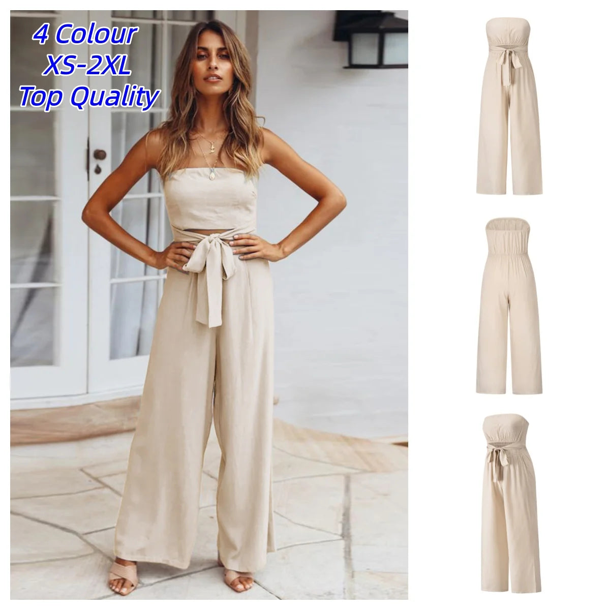 Casual Backless Slim Suspenders Straight Jumpsuit for Women