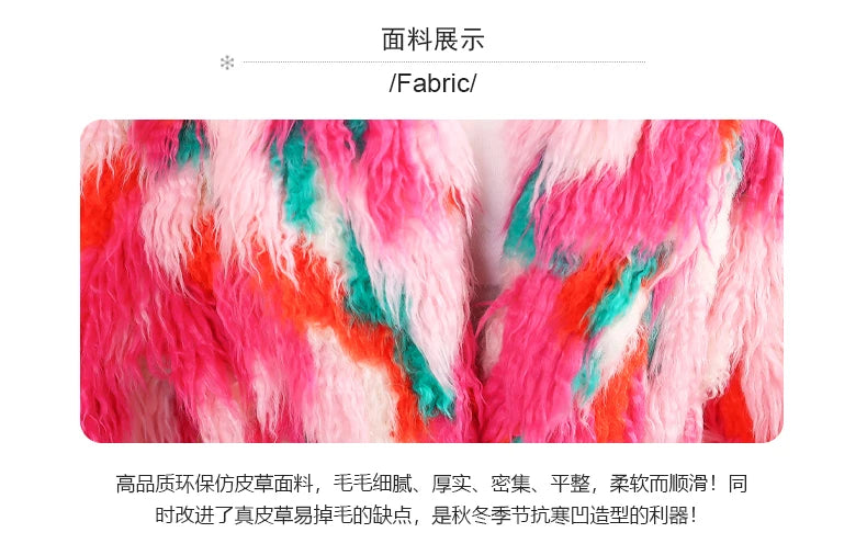 Colorful Plush Oversized Faux Fur Maxi Coat for Women