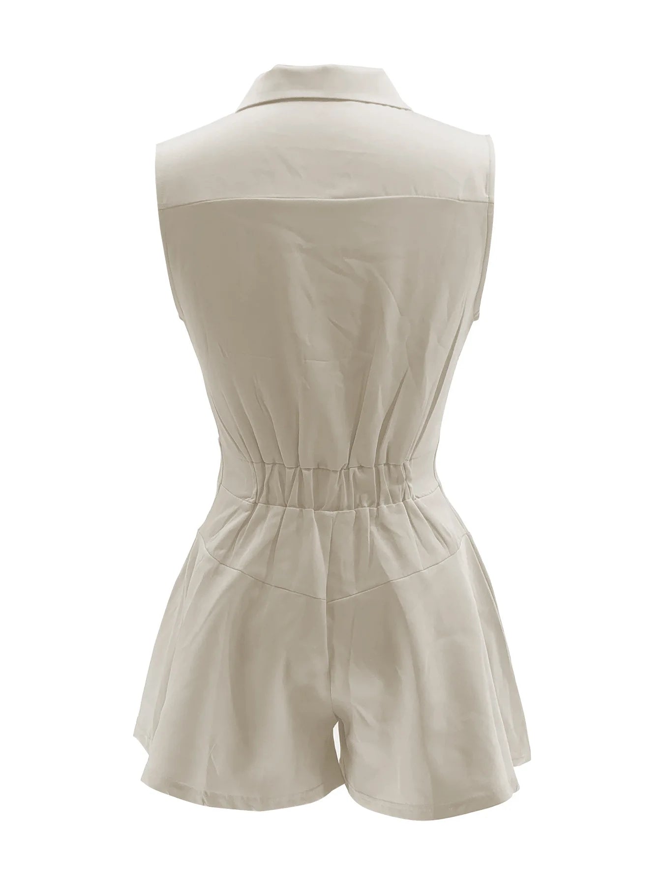 Sleeveless High Waist Jumpsuit With Stand Collar for Women