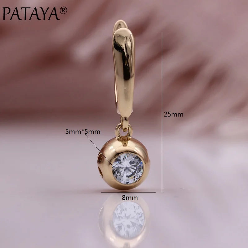 Rose Gold Zircon Hollow Ball Drop Earrings for Women