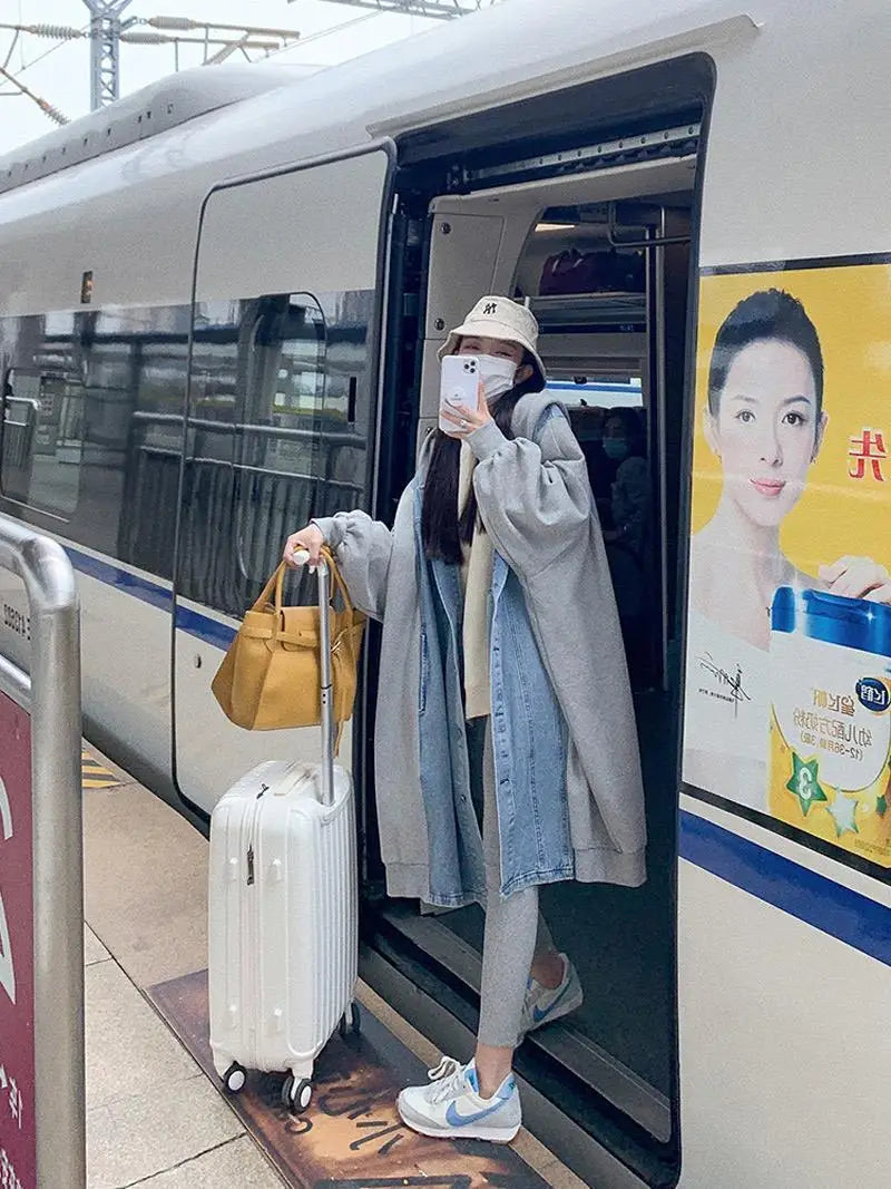 Hooded Mid Length Loose Spliced Casual Coat for Women