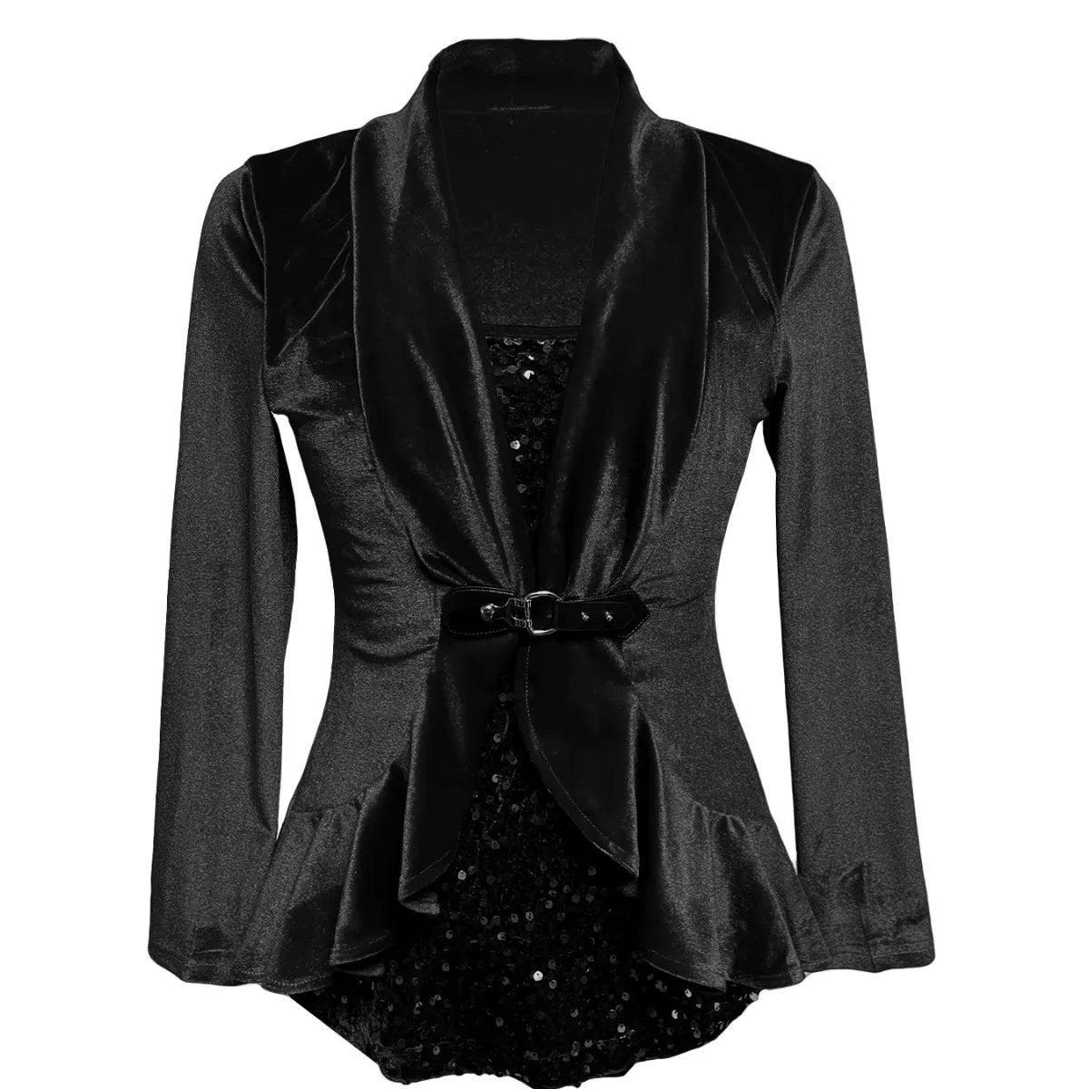 Sexy Sequin Contrast Blouse Jacket Women Formal wear Long Sleeve Button Lapel Top Loose 2025 Women's Top